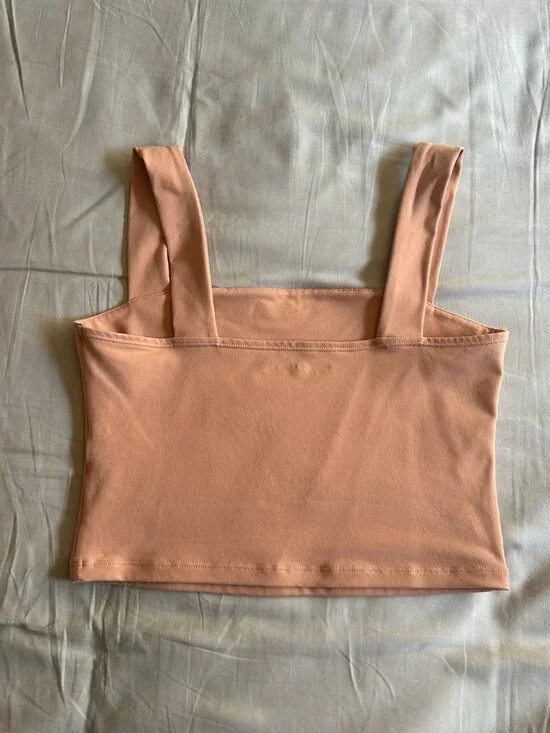 Peach Abercrombie Square Neck Crop Tank - Picture 2 of 3